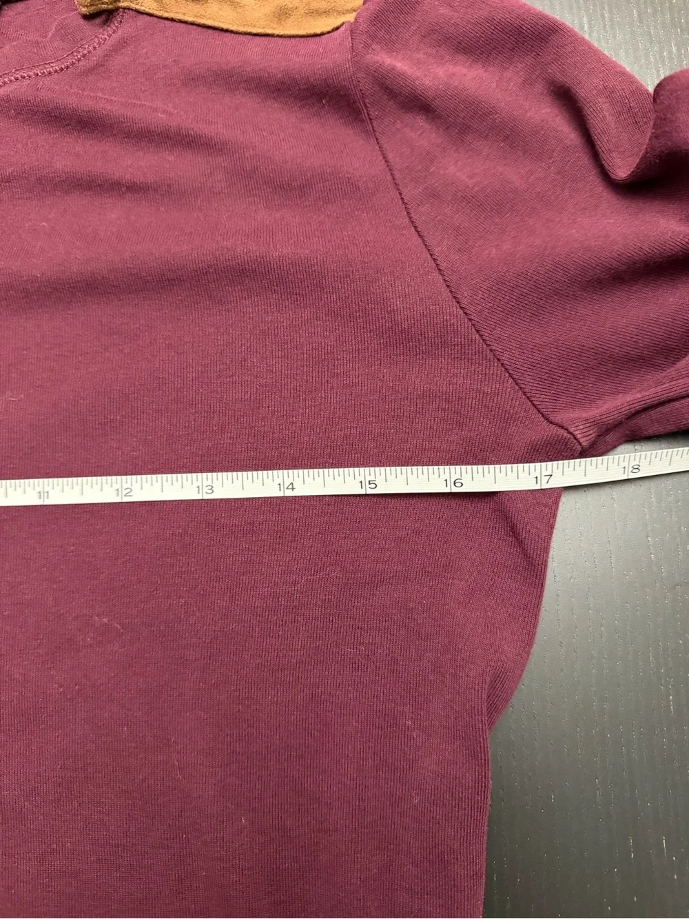 Lauren Ralph Lauren Burgundy Long-Sleeve with Tan Elbow Patches and Shoulder Zip